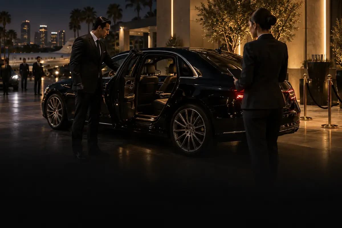Chauffeur and transportation coordinator preparing for a VIP arrival